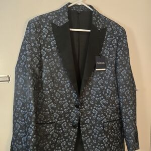 PSA Bank Black Floral Evening Tuxedo Jacket